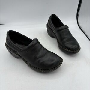 Born Concept BOC Shoes Womens Size 6 Peggy Clogs Slip On Black Leather